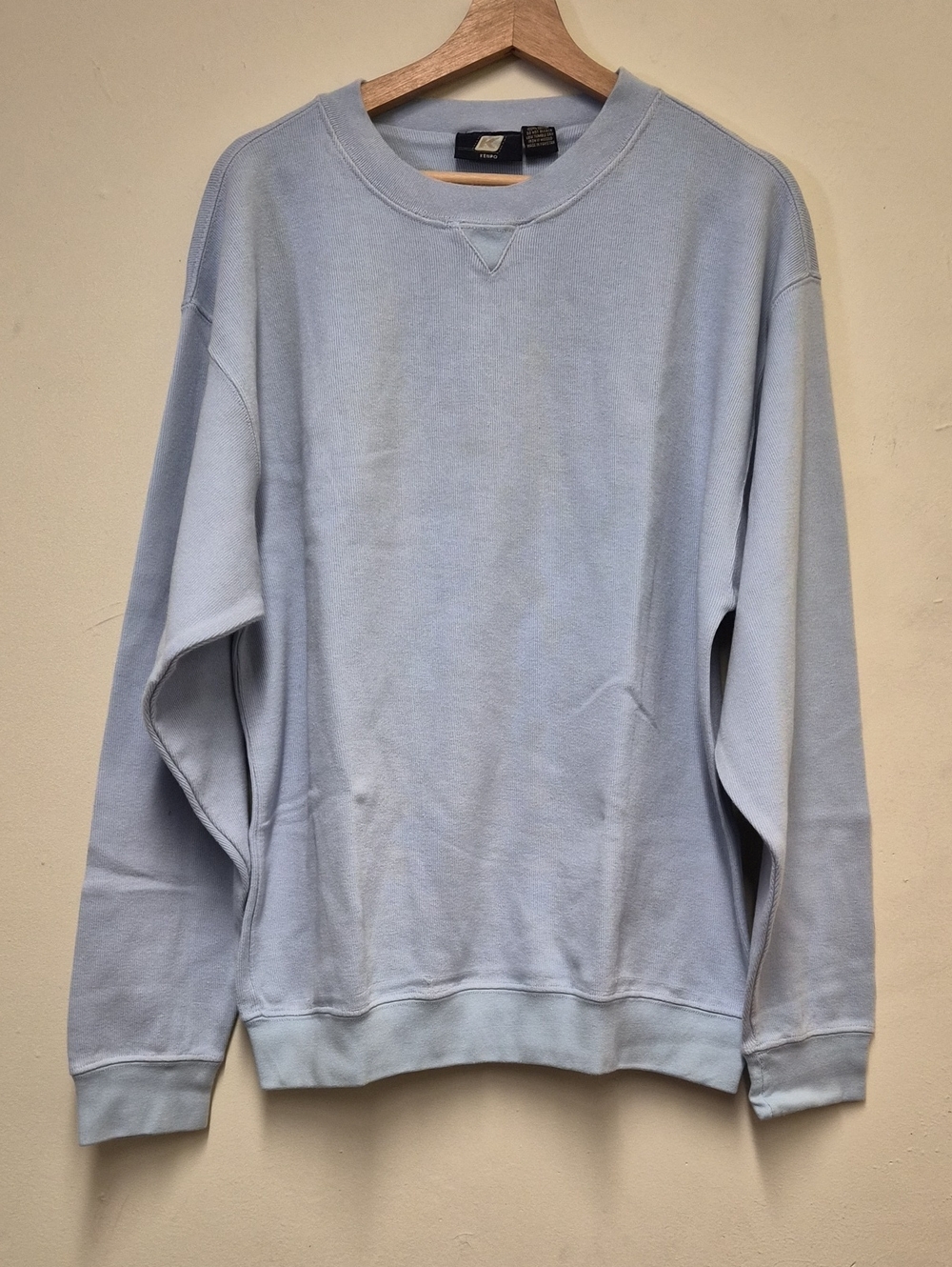 Men's Light Blue Crewneck Sweatshirt - Classic Casual Sweater Size L
